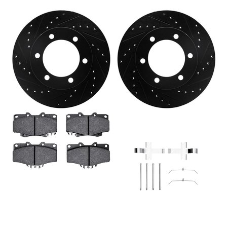 DYNAMIC FRICTION CO 8412-76011, Rotors-Drilled and Slotted-Black w/Ultimate Duty Brake Pads incl. Hardware, Zinc Coated 8412-76011